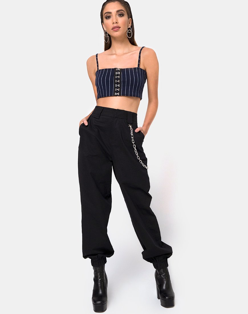 Imagen de Kyga Crop Top a rayas azul marino