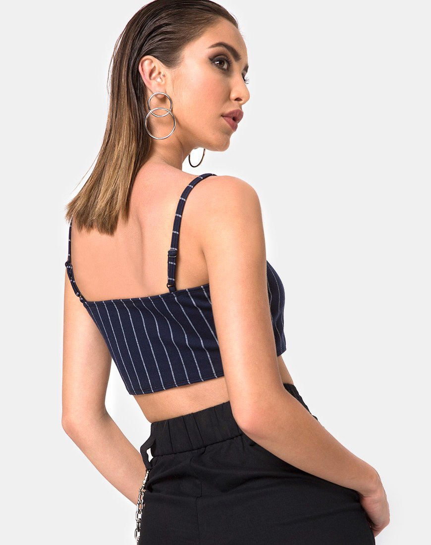 Imagen de Kyga Crop Top a rayas azul marino