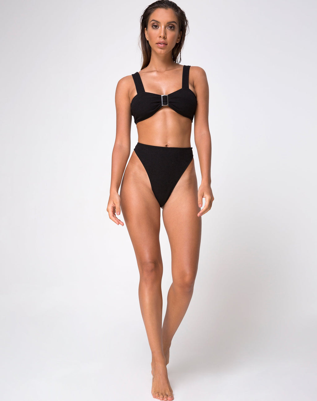 Braguita de bikini Kyla en mini canalé negro