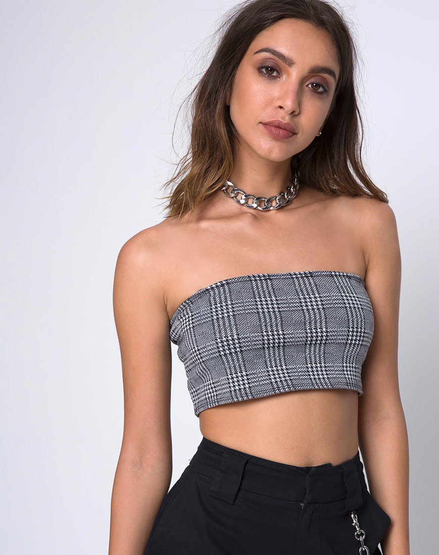 Kylie Crop Top en Charles Check Gris