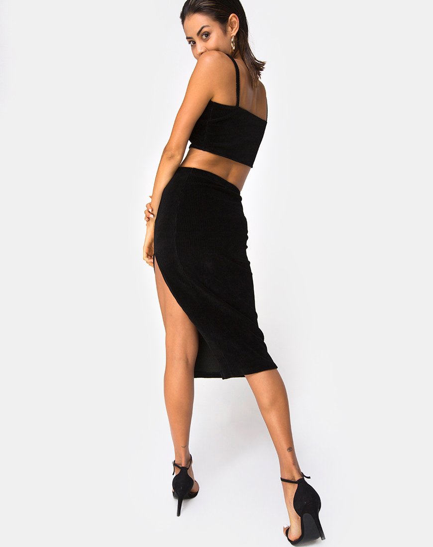 Imagen de Kylie Top en Terciopelo Rib Negro