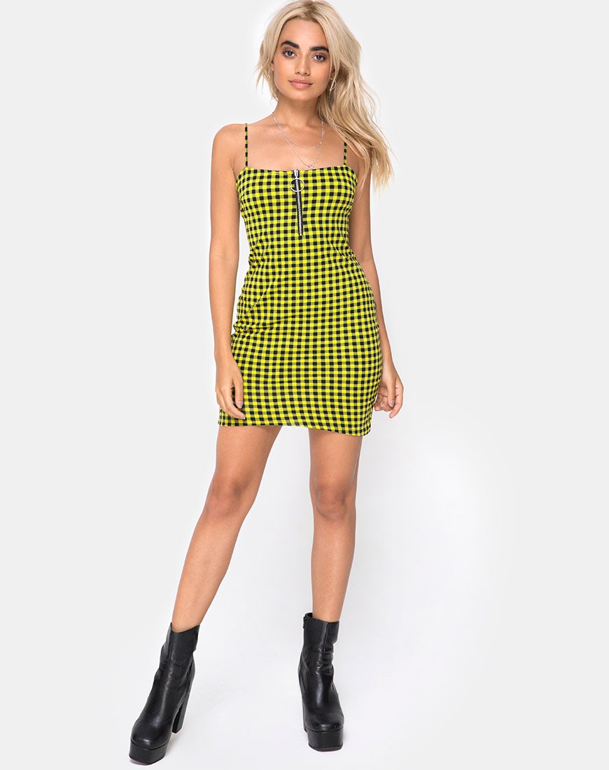 Imagen de Lahzie Bodycon Dress in Medium Gingham Yellow