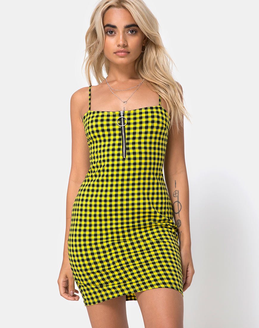 Imagen de Lahzie Bodycon Dress in Medium Gingham Yellow