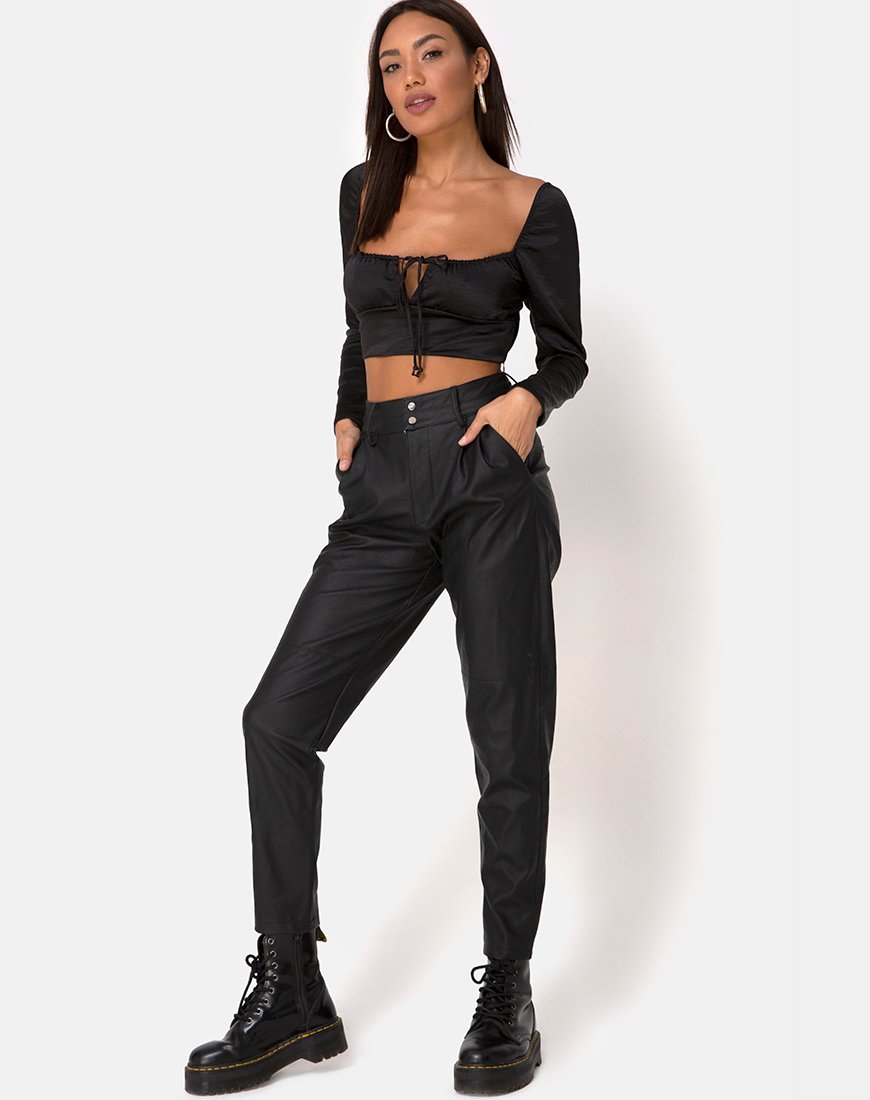 Imagen de Laman Crop Top de satén negro