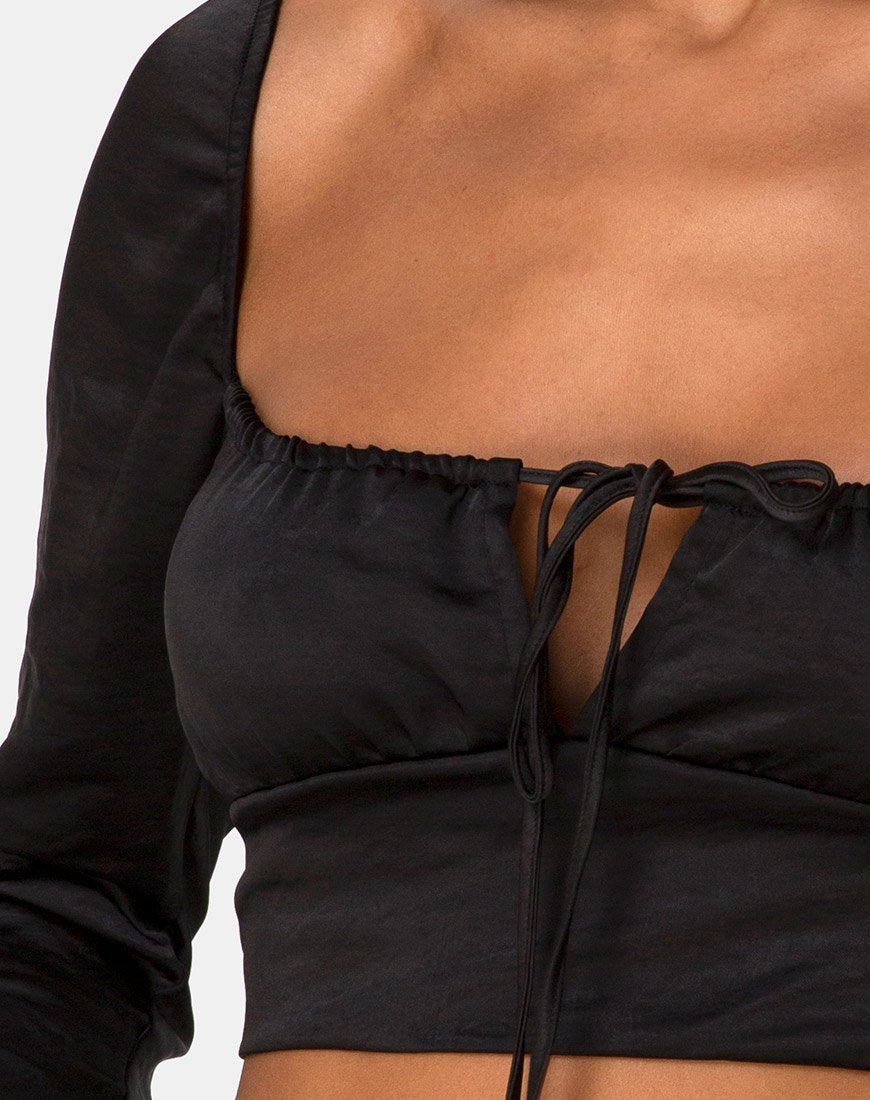 Imagen de Laman Crop Top de satén negro