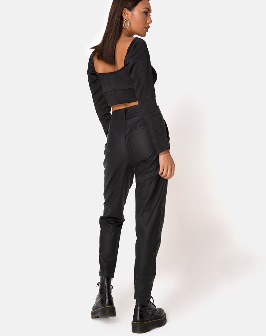 Imagen de Laman Crop Top de satén negro