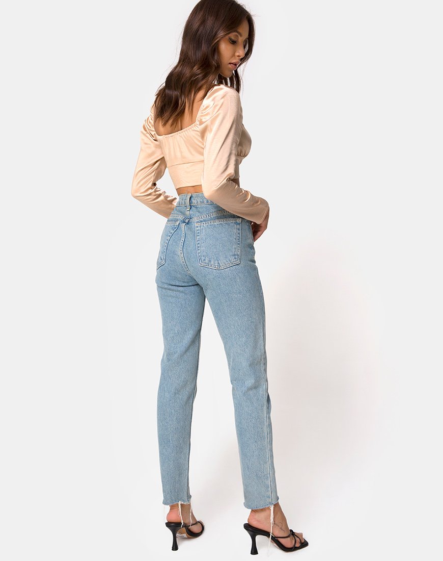 Imagen de Laman Crop Top de satén Champán