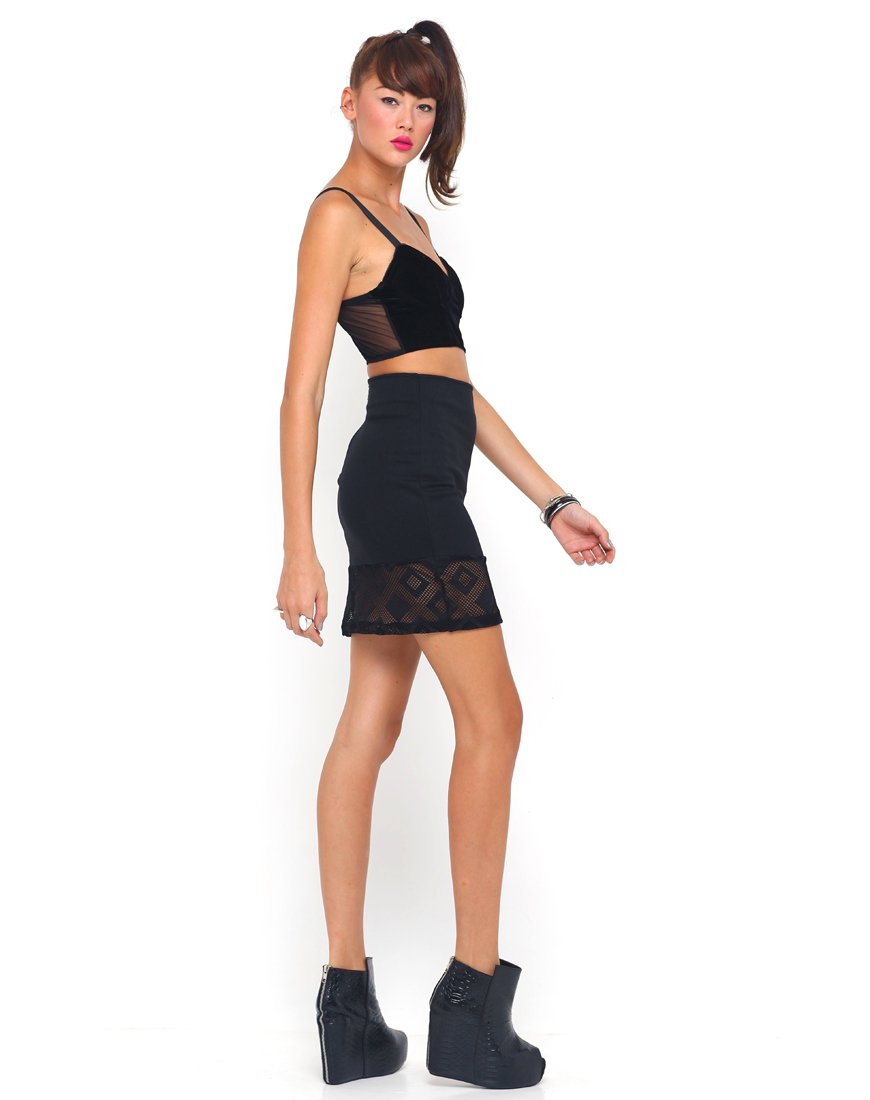 Imagen de la Falda Lana en Red Diamante Negra