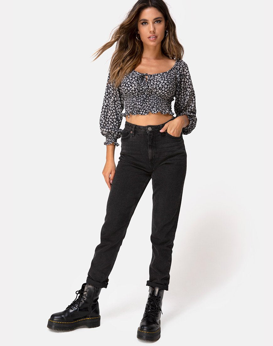 Imagen de Lancer Crop Top en Ditsy Rose Negro