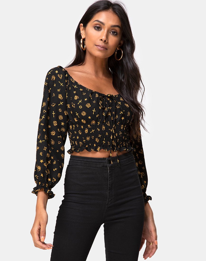 Lancer Crop Top en Mini Astro Negro