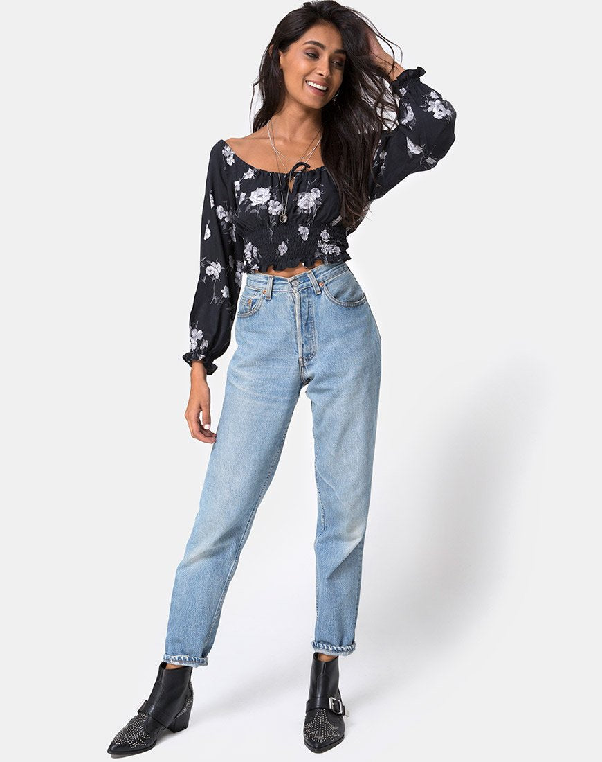 Imagen de Lancer Crop Top en Mono Flor Negro