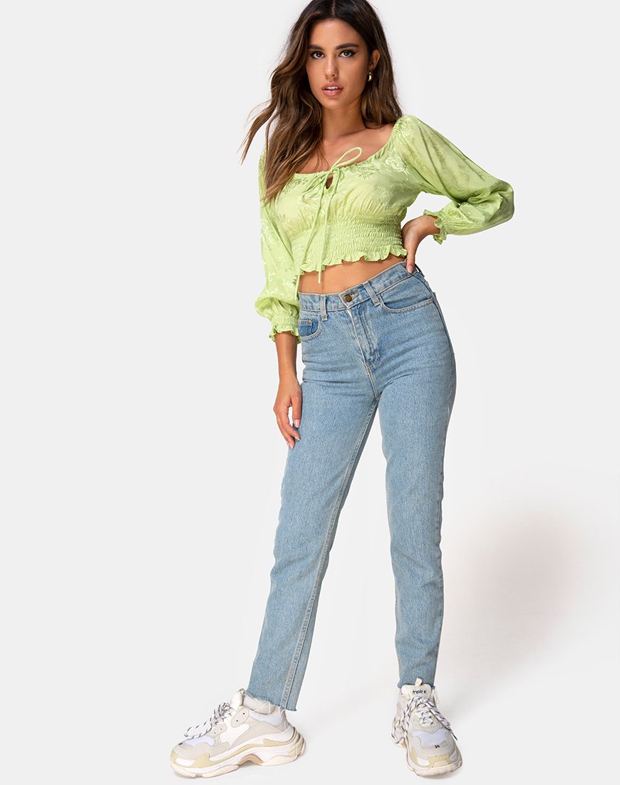 Imagen de Lancer Crop Top en satén rosa lima