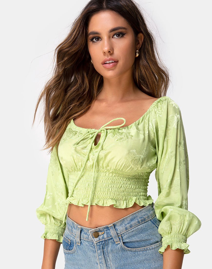Lancer Crop Top en satén rosa lima