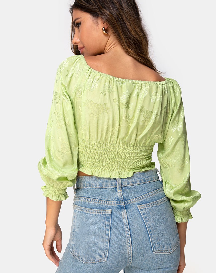Lancer Crop Top en satén rosa lima
