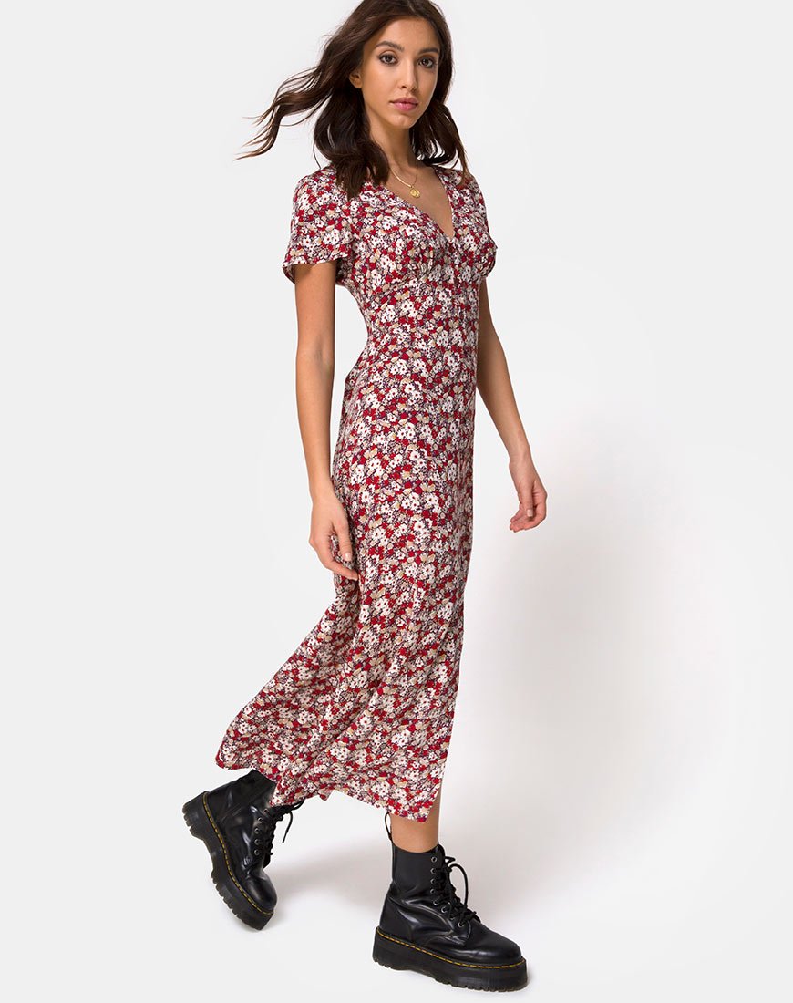 Imagen de Larin Vestido Midi en Encanto Floral Rojo