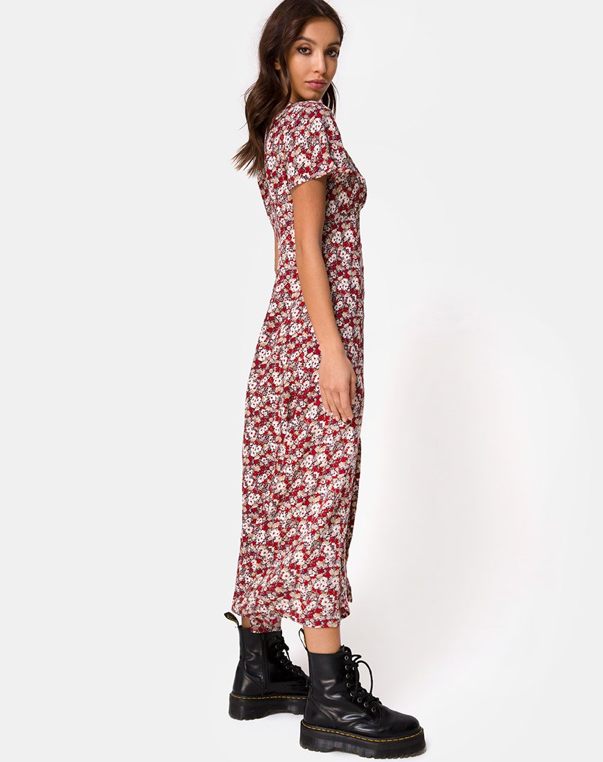 Imagen de Larin Vestido Midi en Encanto Floral Rojo