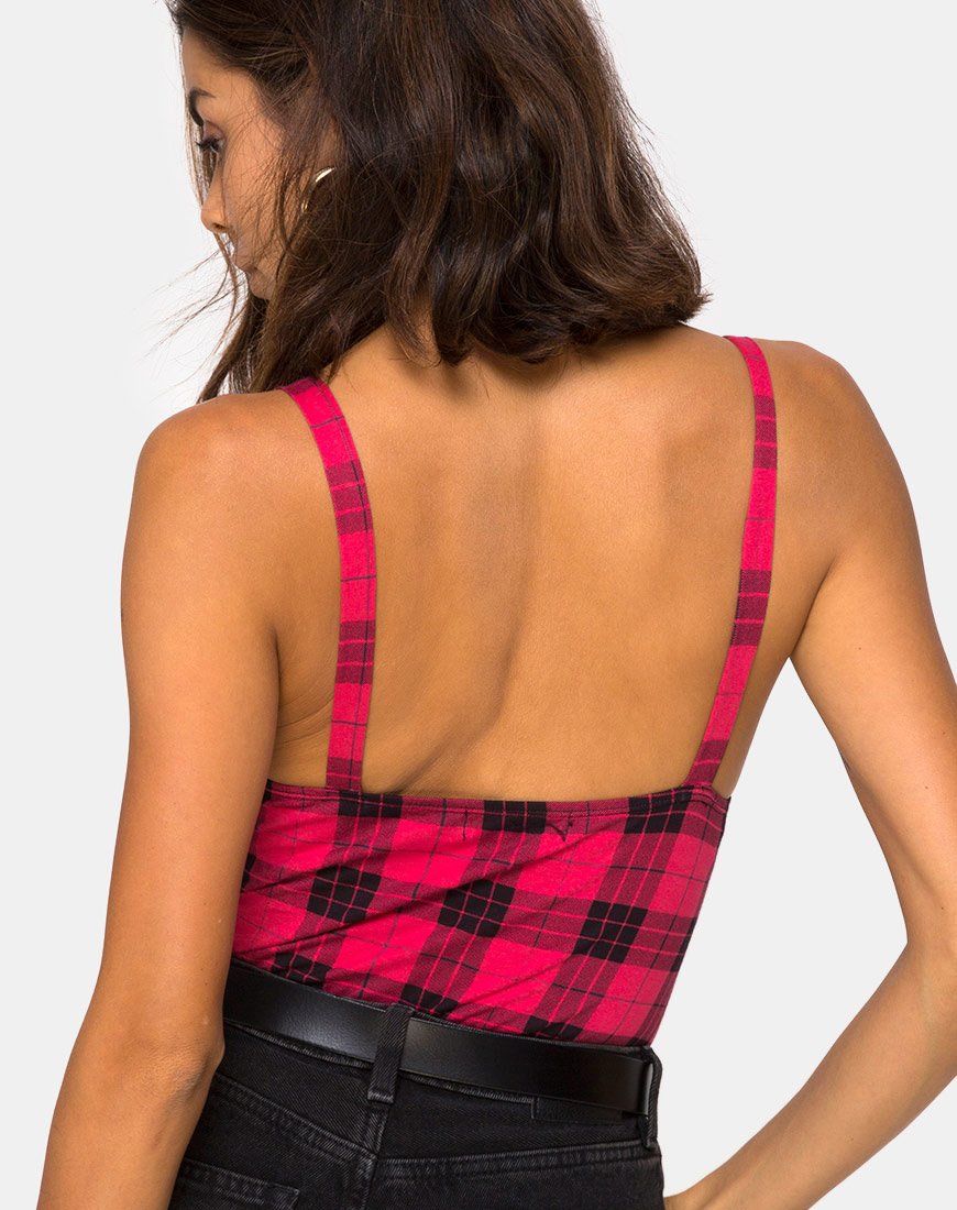 Imagen de Lantas Corpiño a cuadros de invierno Rojo Negro