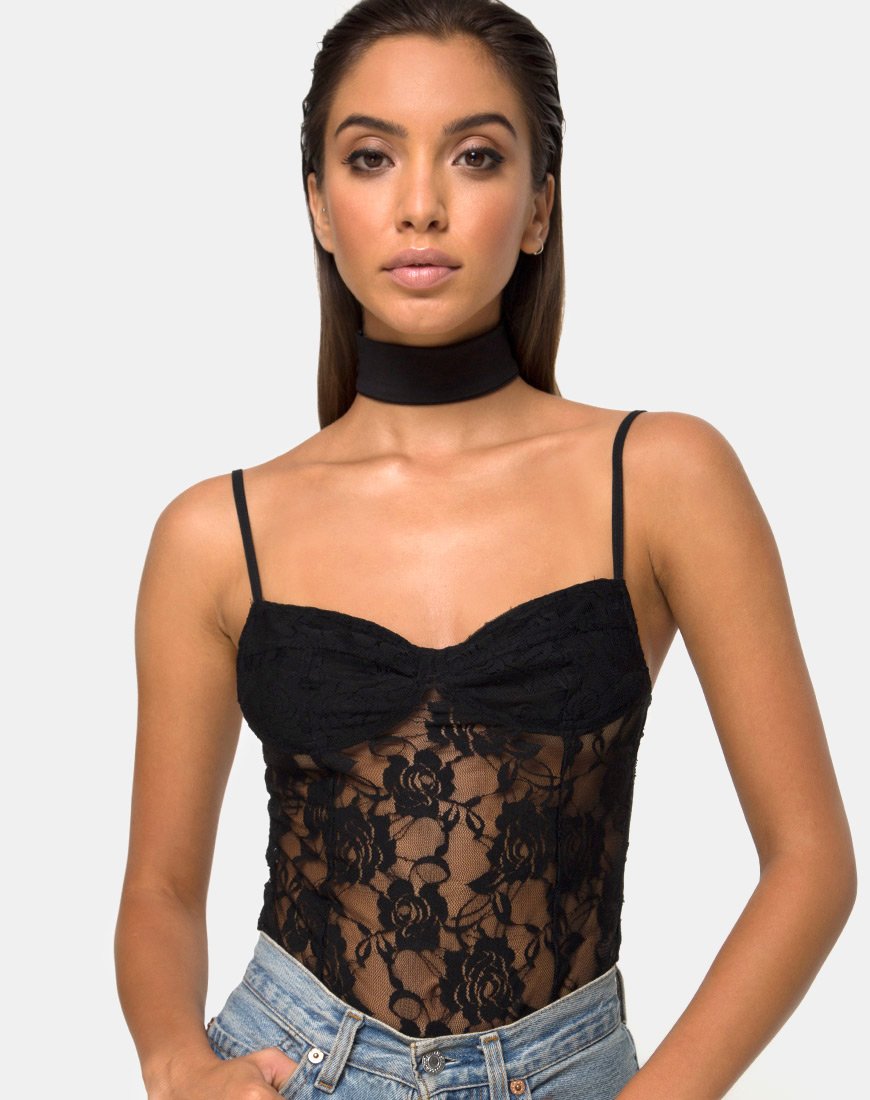 Corpiño Lanti de encaje rosa negro