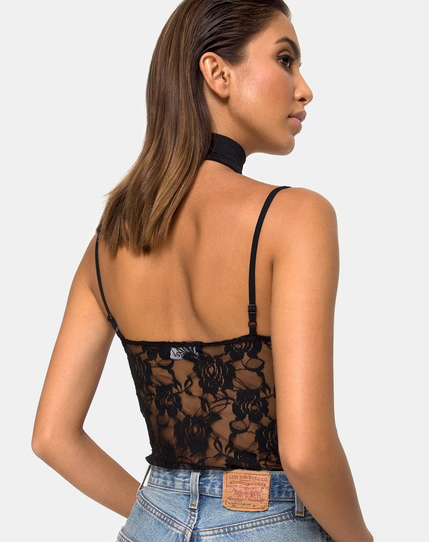 Corpiño Lanti de encaje rosa negro
