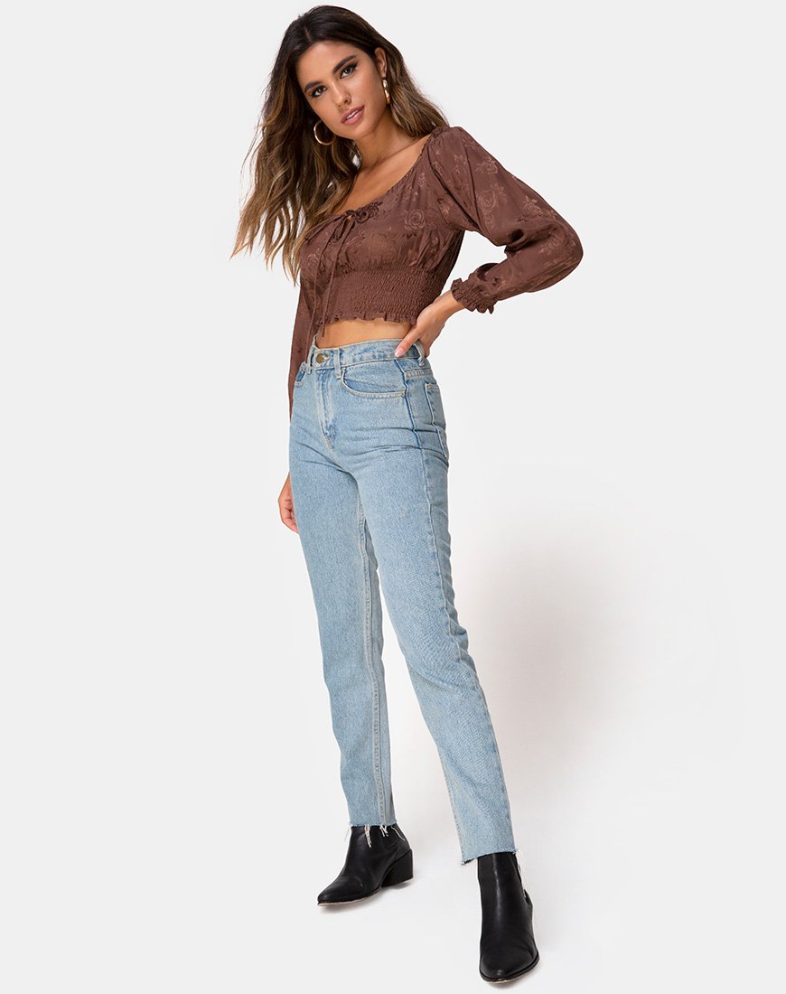 Imagen de Lancer Crop Top en Satén Rosa Chocolate