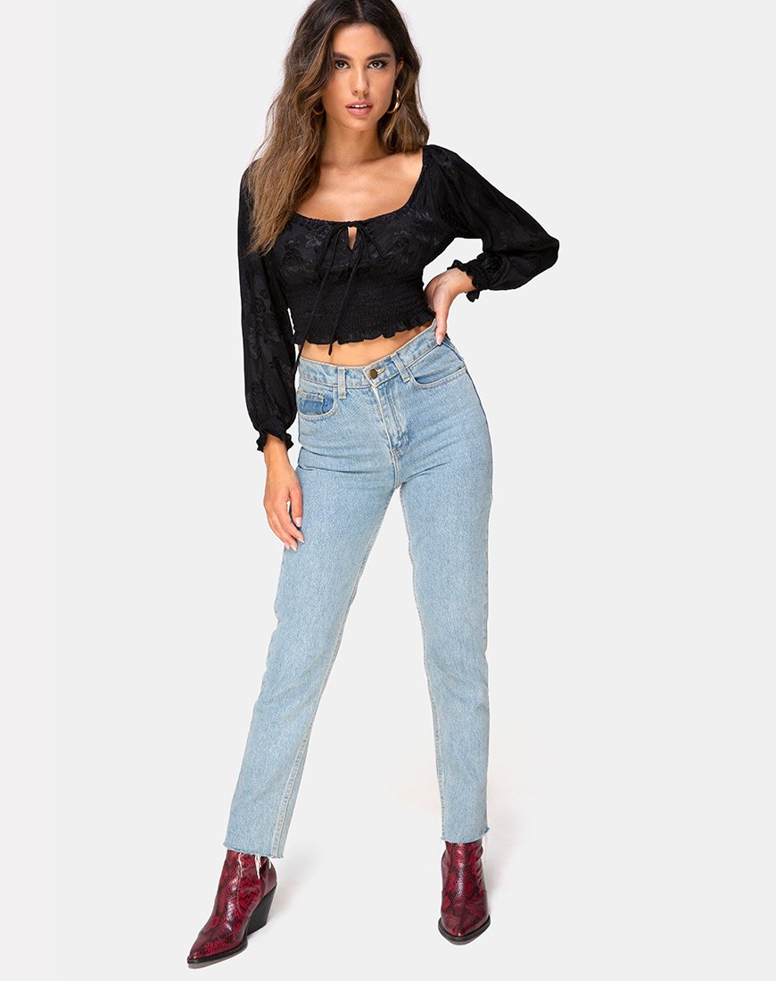Imagen de Lancer Crop Top en Satin Rose Negro