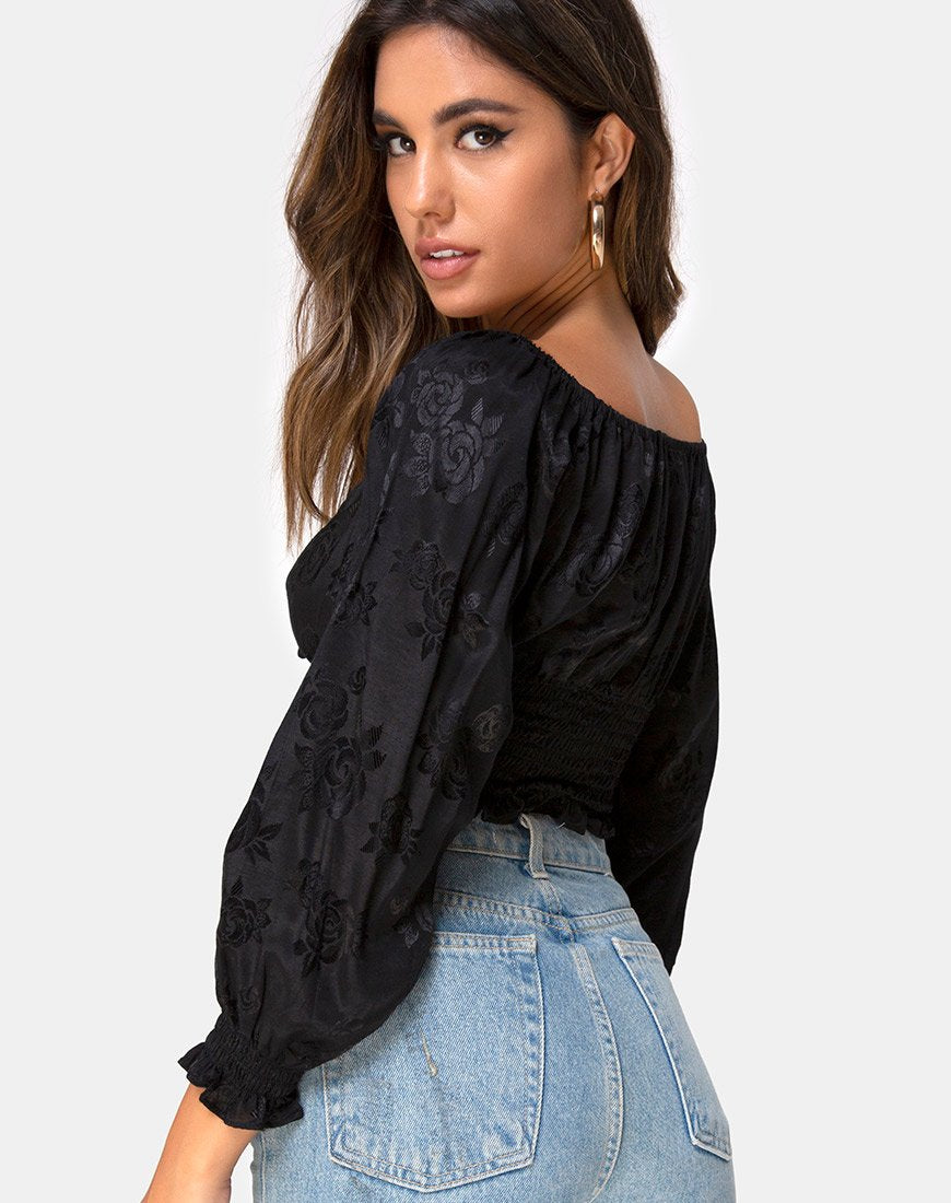 Lancer Crop Top en satén rosa negro