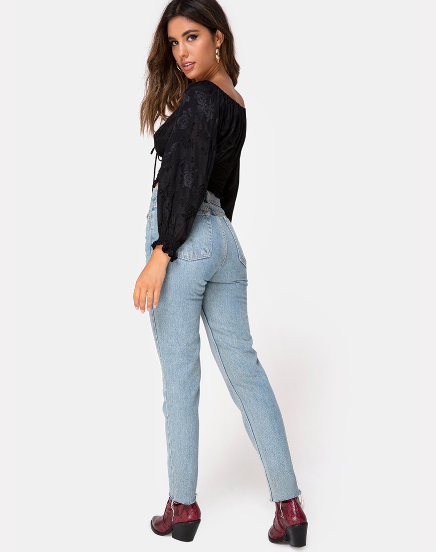 Imagen de Lancer Crop Top en Satin Rose Negro