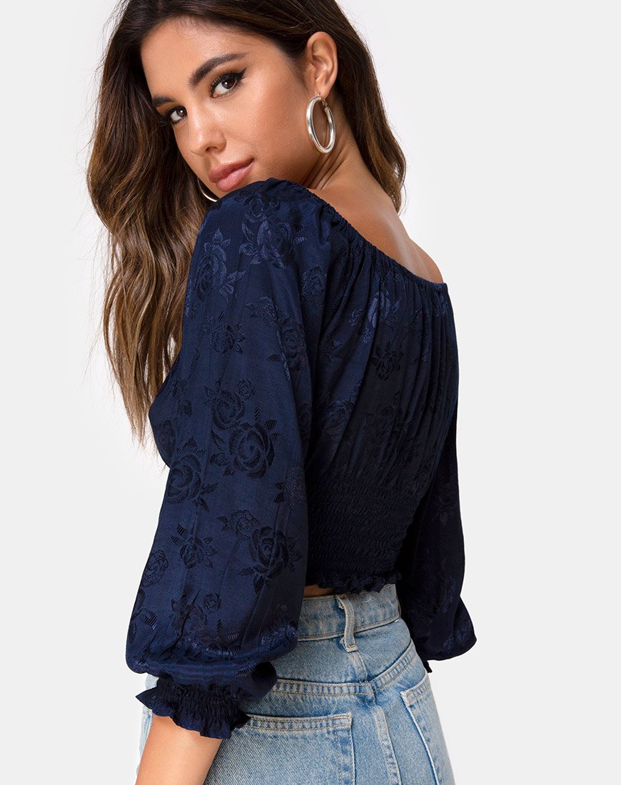 Lancer Crop Top en satén rosa marino