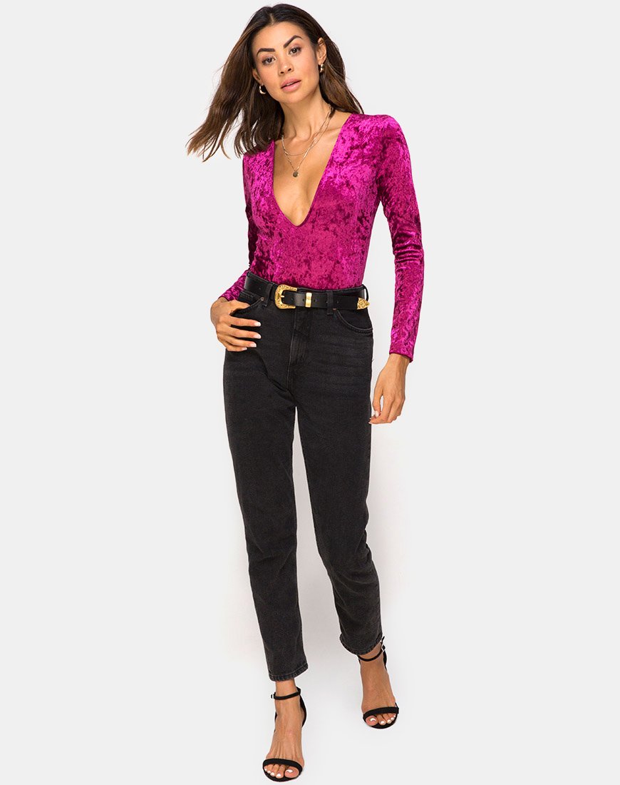 Imagen de Lao Plunge Bodice en burdeos Crush