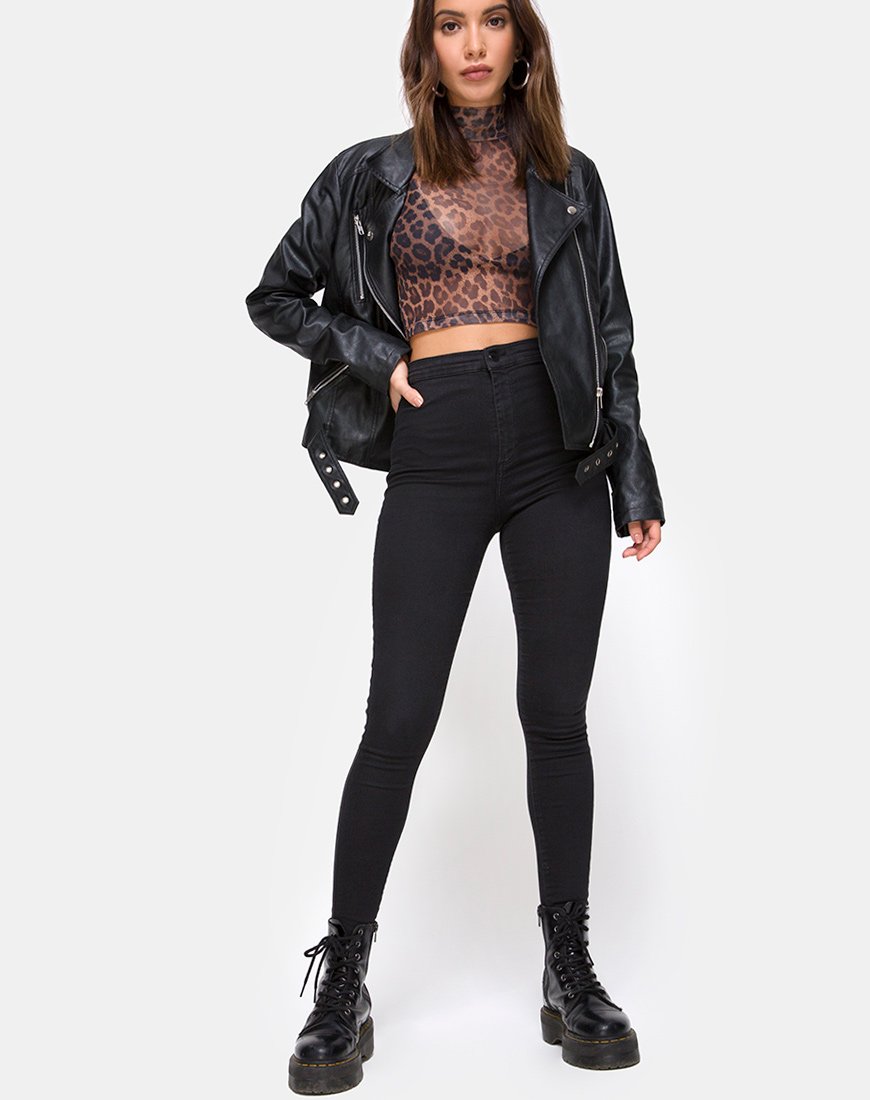 Imagen de Lara Crop Top en malla leopardo