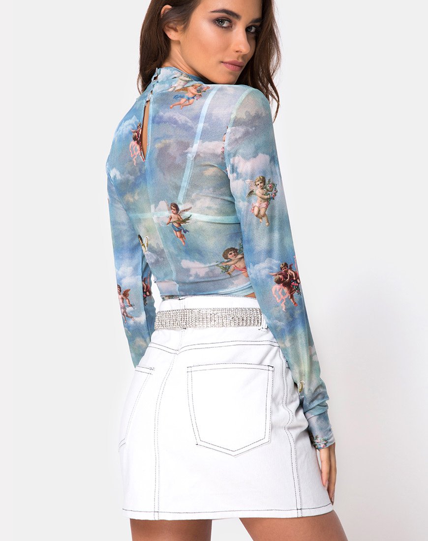 Imagen de Lara Crop Top en malla Angel Sky Blue