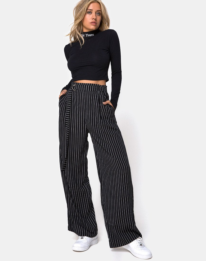 Pantalón Majustie de raya diplomática negro