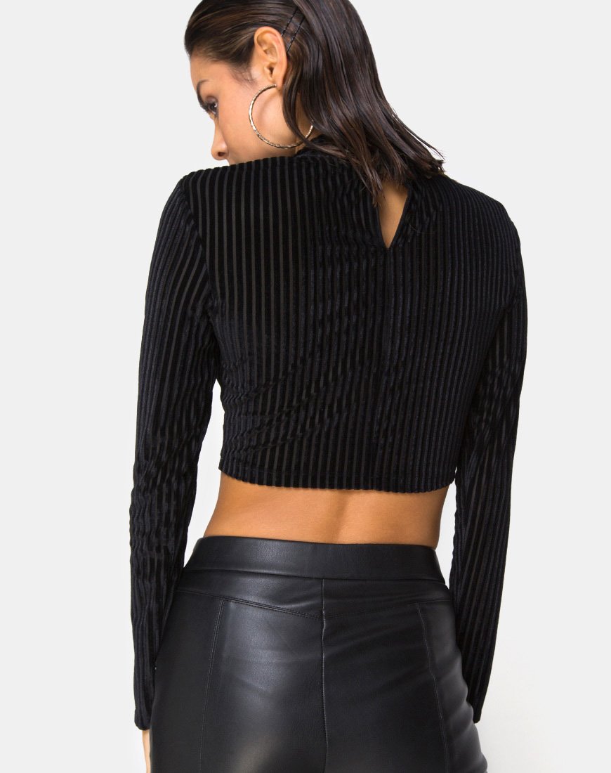 Lara Crop Top de rayas negras transparentes