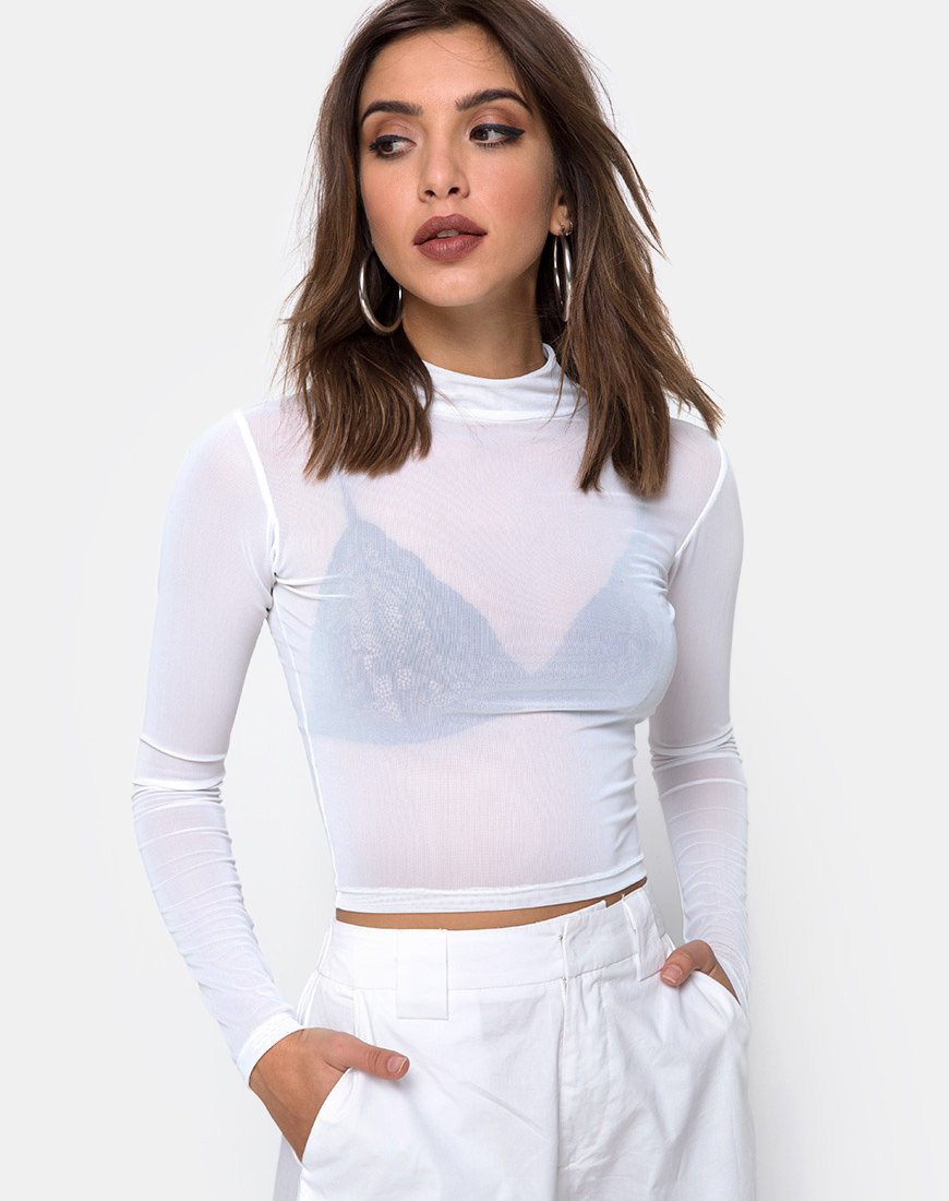 Top Rhala en malla blanca