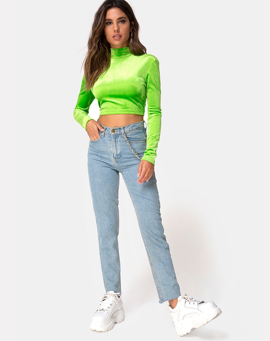 Imagen de Lara Crop top en terciopelo lima
