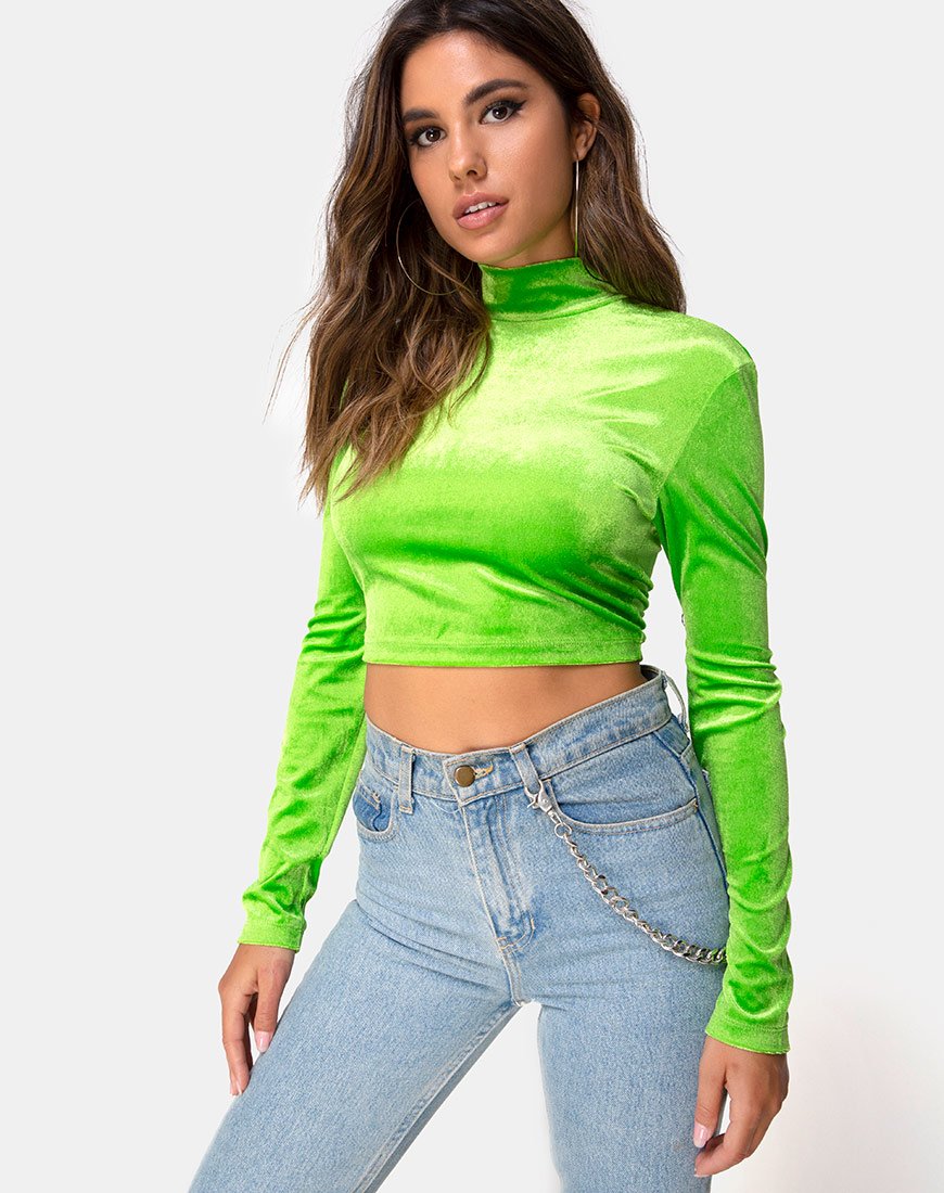 Imagen de Lara Crop top en terciopelo lima