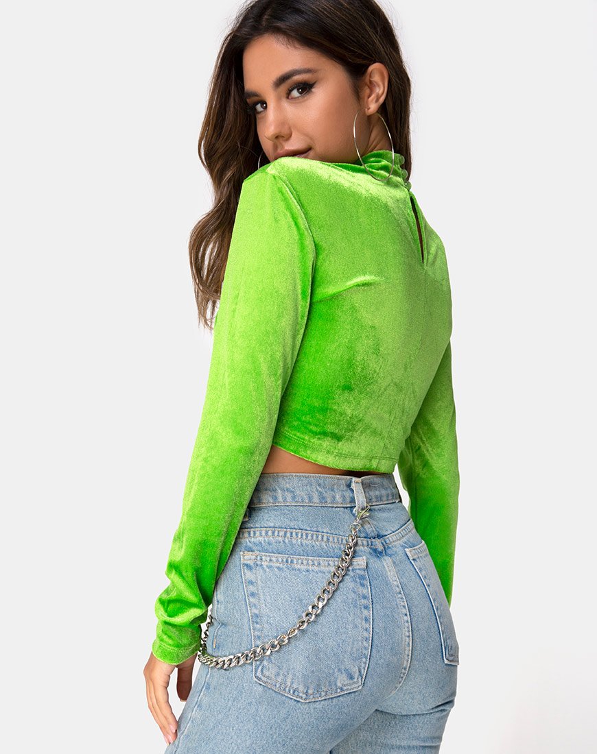 Imagen de Lara Crop top en terciopelo lima