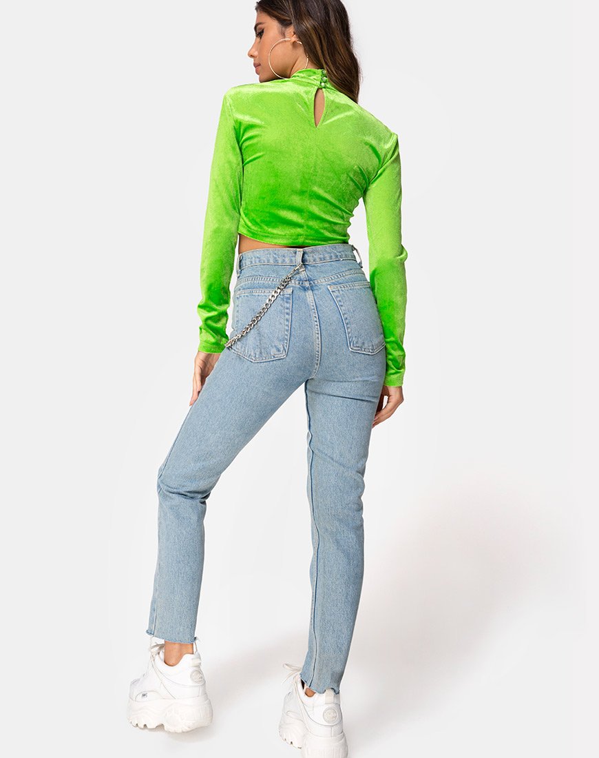 Imagen de Lara Crop top en terciopelo lima