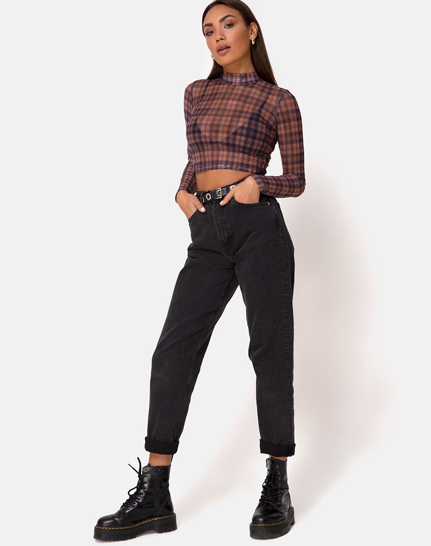Imagen de Lara Crop Top en Red Checking Out Marrón