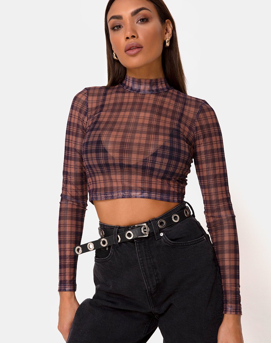 Imagen de Lara Crop Top en Red Checking Out Marrón