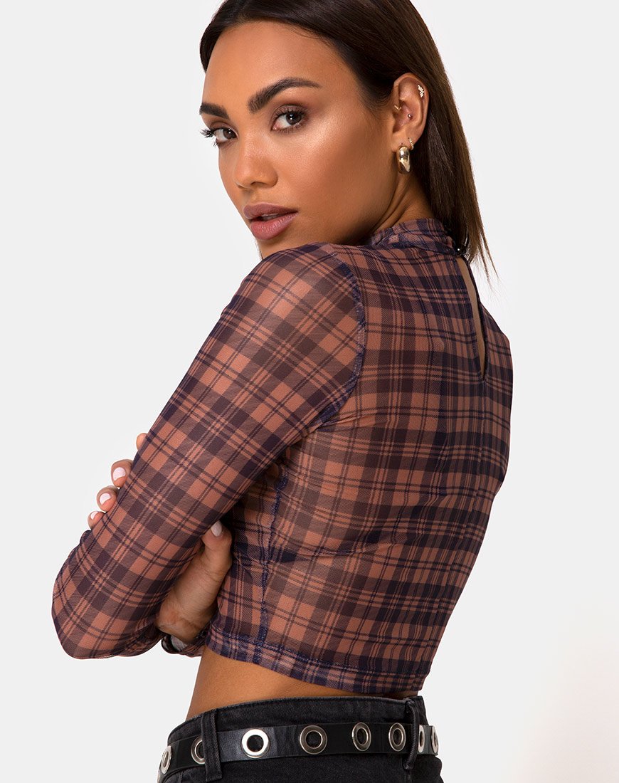 Imagen de Lara Crop Top en Red Checking Out Marrón