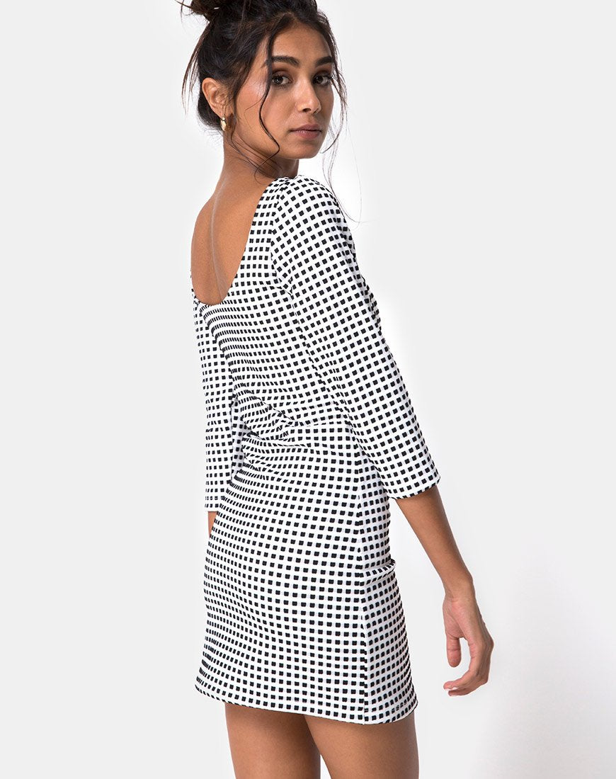 Vestido Laras en Gingham Negro Marfil