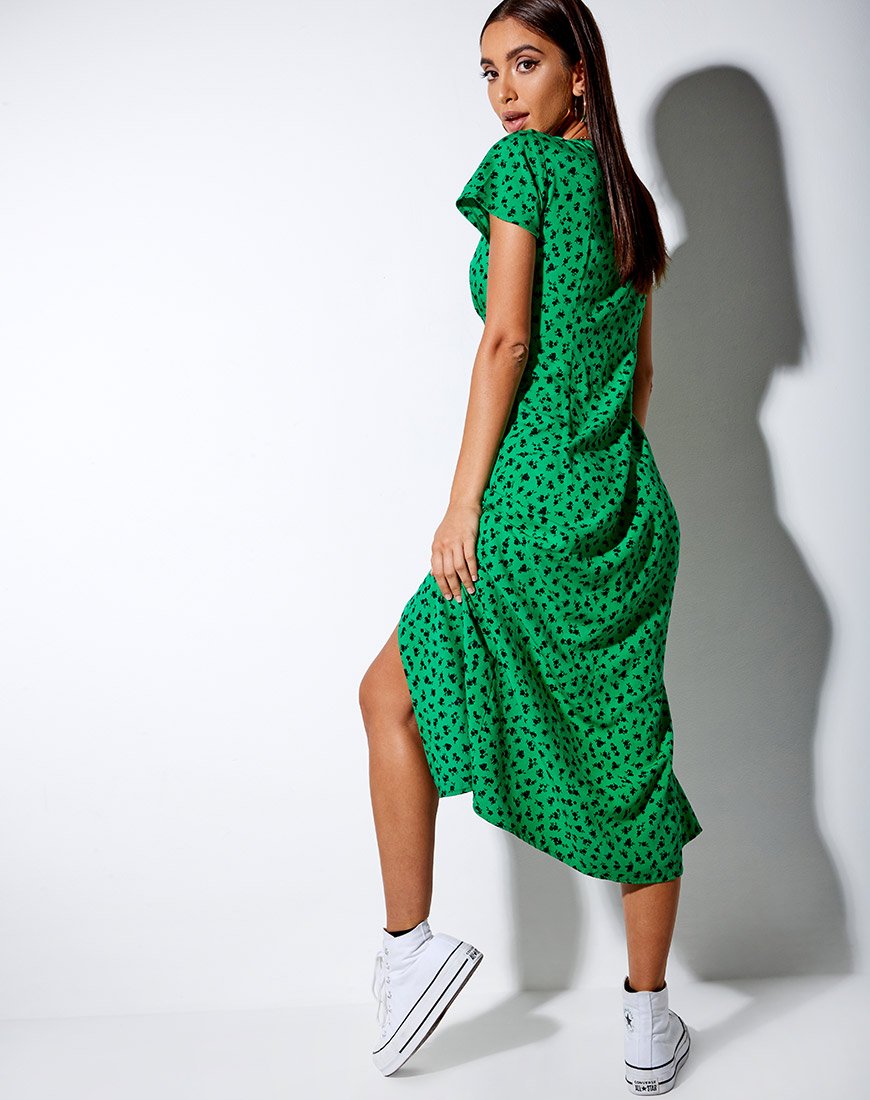 Vestido Larin Midi en Dainty Daisy Green