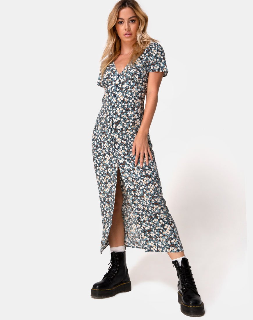 Imagen del vestido Larin Midi Dress in Floral Field Navy