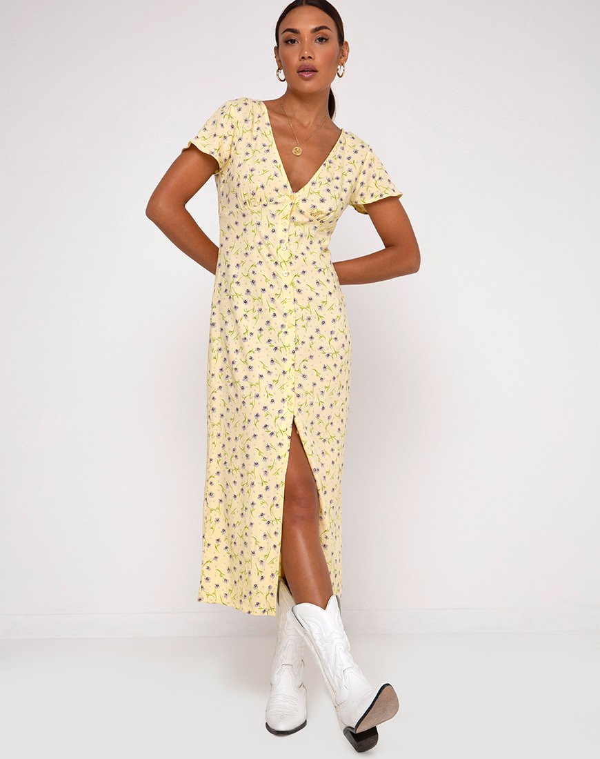 Vestido Larin Midi en Wild Flower Lemon Drop