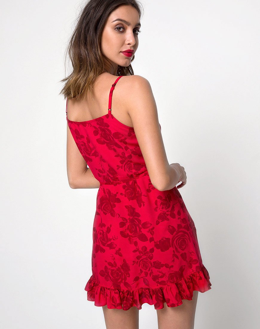 Lasky Slip Dress en Rojo Floral Tonal