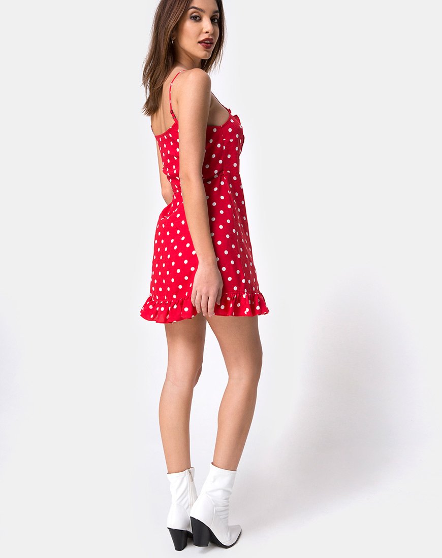 Imagen del Vestido Lasky en Polka Mediana Rojo y Blanco