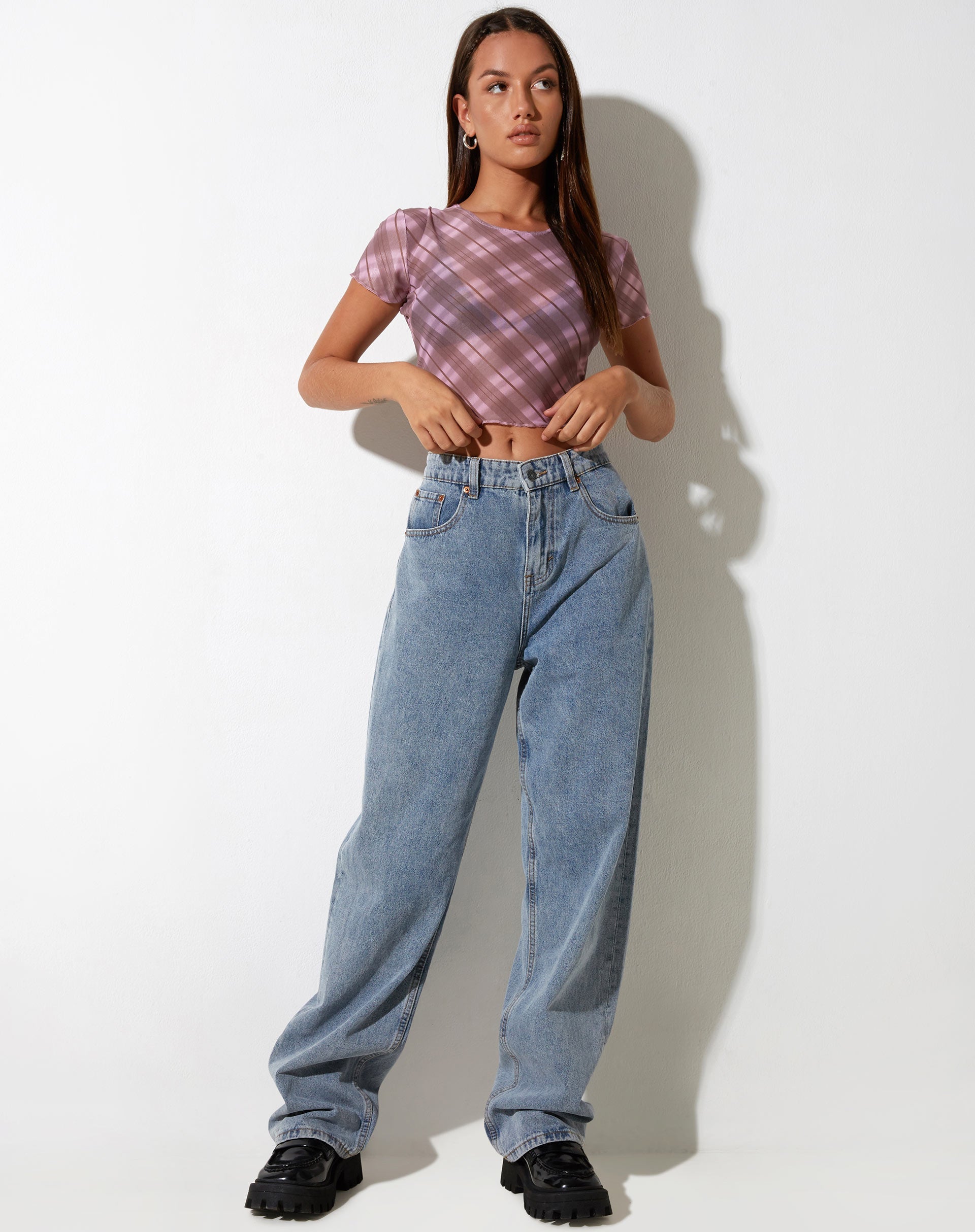 imagen de Tiney Crop Top en cuadros rosa difuminado