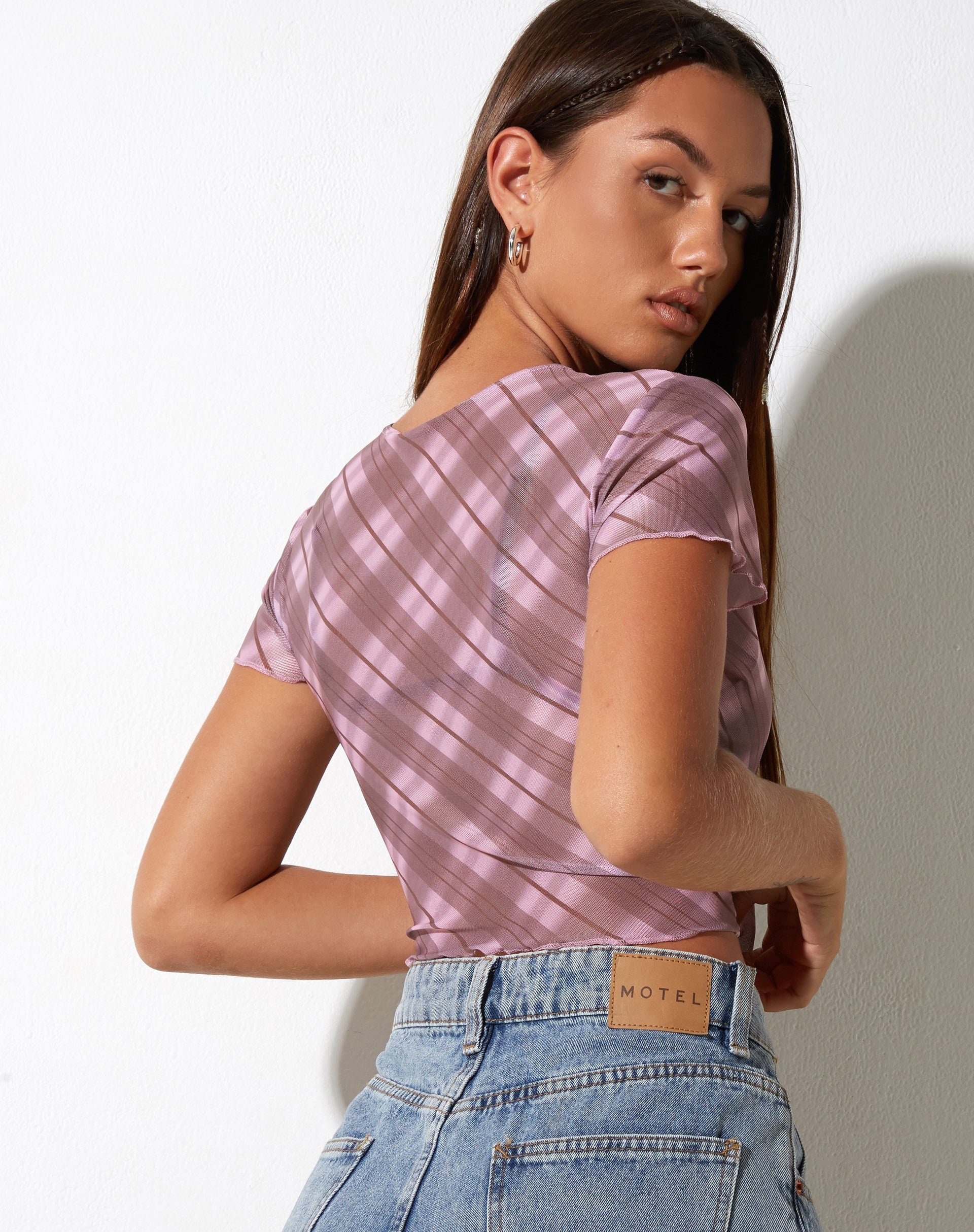 imagen de Tiney Crop Top en cuadros rosa difuminado