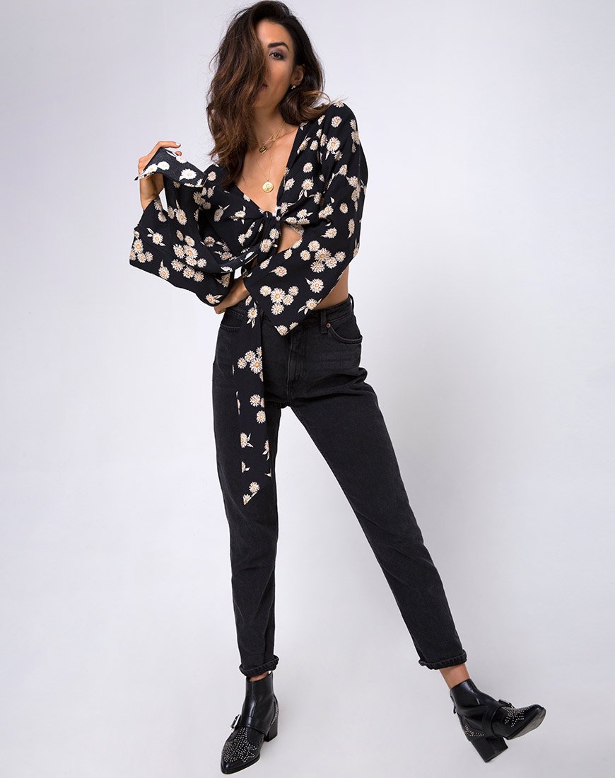Imagen de Laya Wrap Top en Grunge Daisy Floral